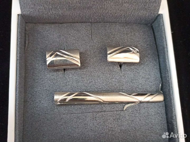 Запонки и зажим для галстука серебро новые Sokolov