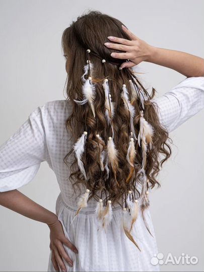 Повязка на голову с перьями Тика