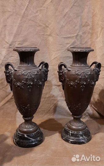Вазы парные. Шпиатр и мрамор,19 век