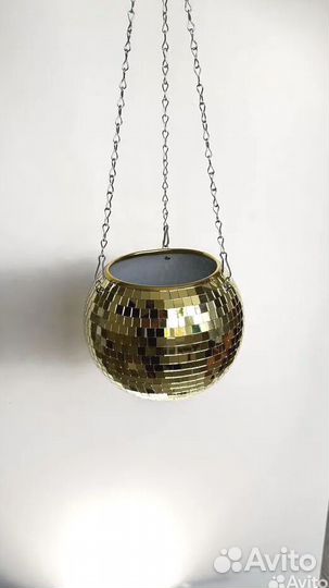 Кашпо из диско шара / кашпо из зеркальной мозаики