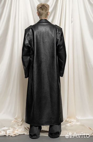 Кожаный тренч винтаж balenciaga style