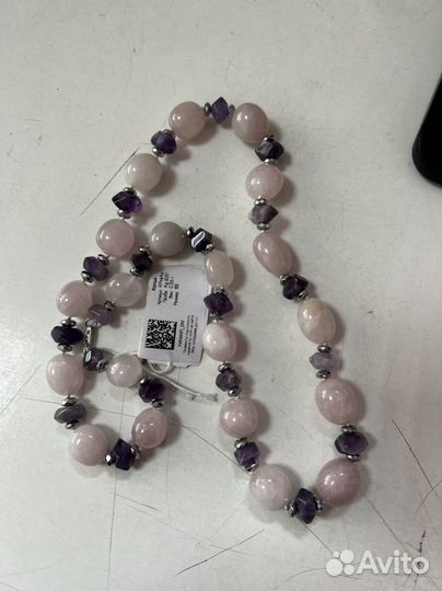 Ожерелье розовый кварц, аметист