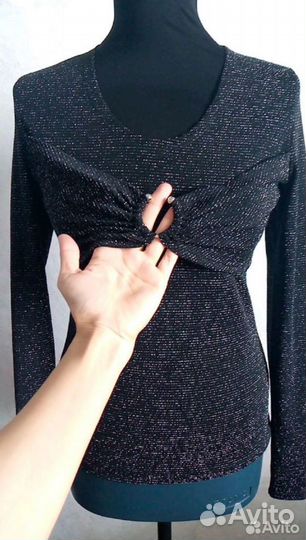 Лонгслив топ с люрексом 90-е 00-е 44-46 размер