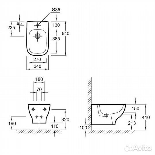 Биде Jacob Delafon Struktura EMC0002-00 подвесное