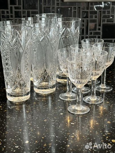 Хрустальные стаканы рюмки ваза Богемия новые