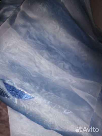 Тюль голубая и оранжевая