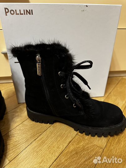 Pollini ботинки женские с мехом, 38 размер