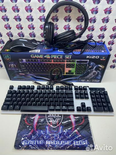 Игровые наушники,клавиатура,коарик и мышка