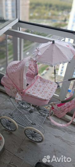 Коляска для куклы Романтик с сумочкой и зонтиком