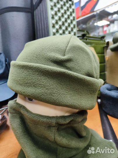 Шапка подшлемник флисовый двухслойный с отворотом