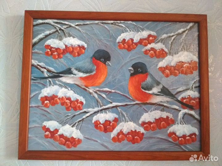 Картины худ.Карпова. Картина Рожь. Снегири