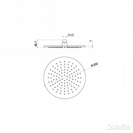 Верхний душ aquatek, настенный, 55017030 мм, черн