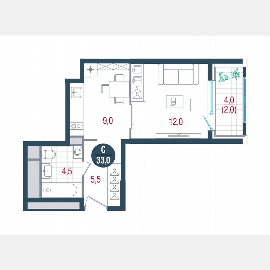 1-к. квартира, 33 м², 27/32 эт.