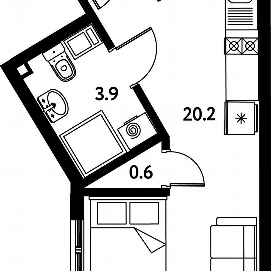 Апартаменты-студия, 24,3 м², 8/10 эт.