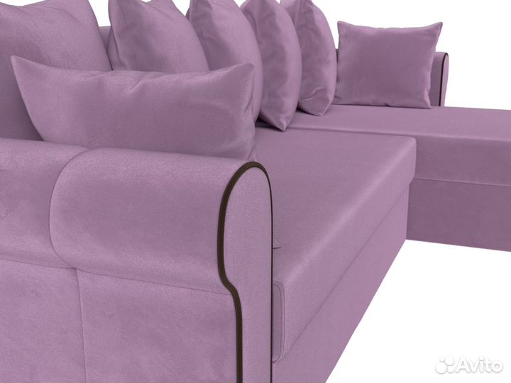 Диван угловой Рейн правый угол, микровельвет, сиреневый