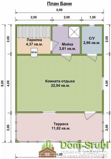 Бежецк. Хорошая надёжная Баня из бруса Б-24 (6х8)