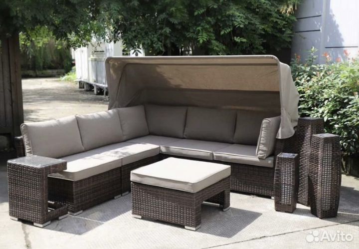 Модульный диван трансформер ротанг