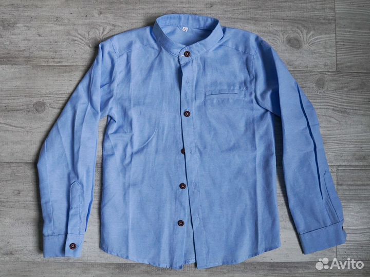 Голубая рубашка для мальчика с длинным рукавом
