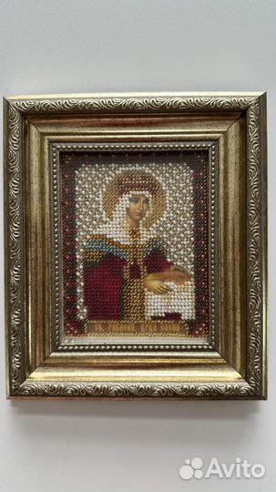 Икона Святой Елены расшитая бисером