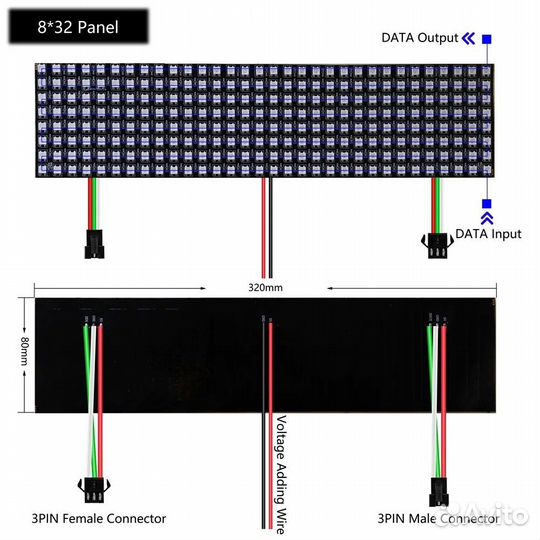 Светодиодная Led матрица 8х32 ws2812b + SP110E BT