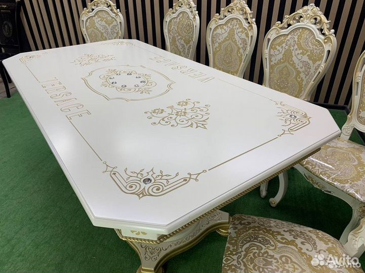 Стол Голд Мраморный и стулья