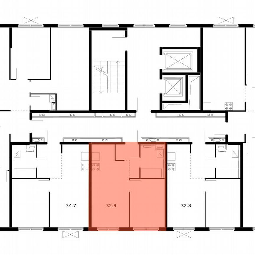 1-к. квартира, 32,9 м², 2/14 эт.