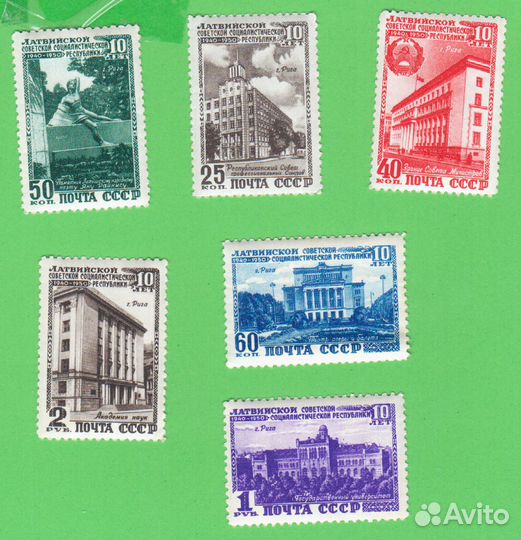 Латвийская ССР Полная серия 6 марок ** MNH 1950 г