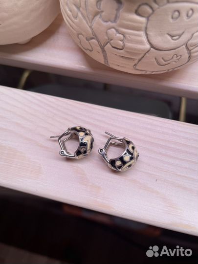 Серьги с мишками из серебра