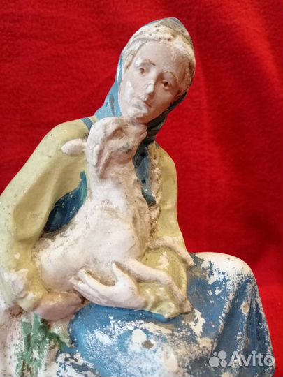 Статуэтка советская из гипса. Алёнушка с козленком