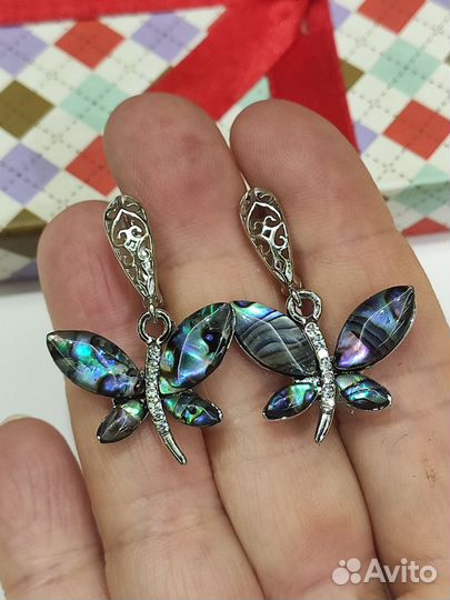Серьги с перламутровыми бабочками