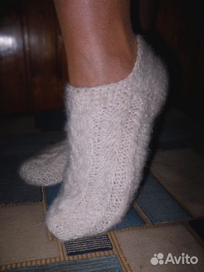 Следки женские из собачьей шерсти Зимний мотив