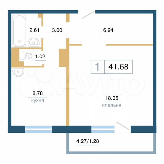 1-к. квартира, 41,7 м², 12/17 эт.