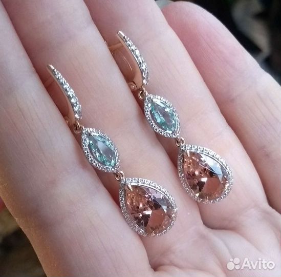 585 длинные серьги с ситаллами Новые 3310/гр