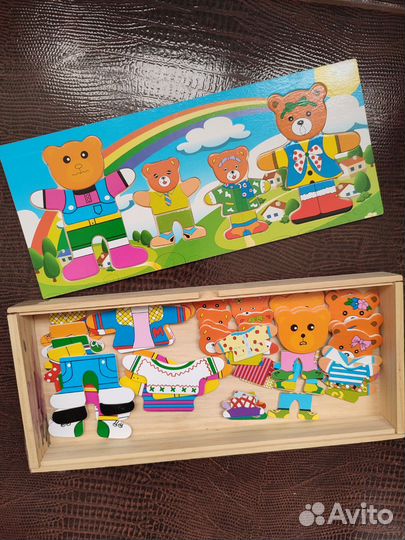 Деревянная игра-пазл Одень Медведей