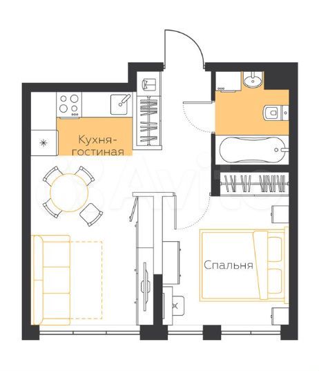 2-к. квартира, 34,1 м², 5/5 эт.