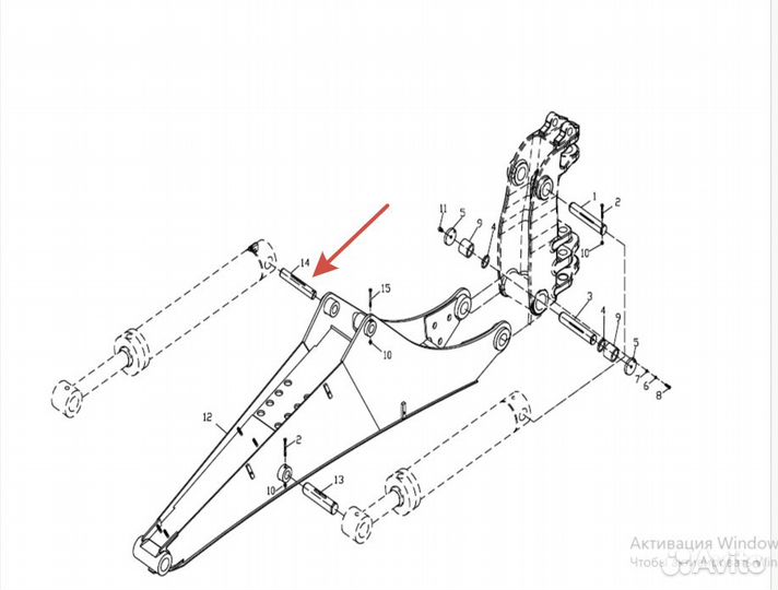 Палец гидроцилиндра рукояти 201104041 / 201104105