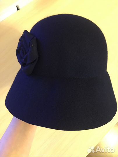 Шляпа шерсть глубокого синего цвета