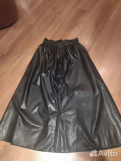 Кожаная юбка длинная 42-44