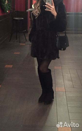 Шуба норковая с капюшоном