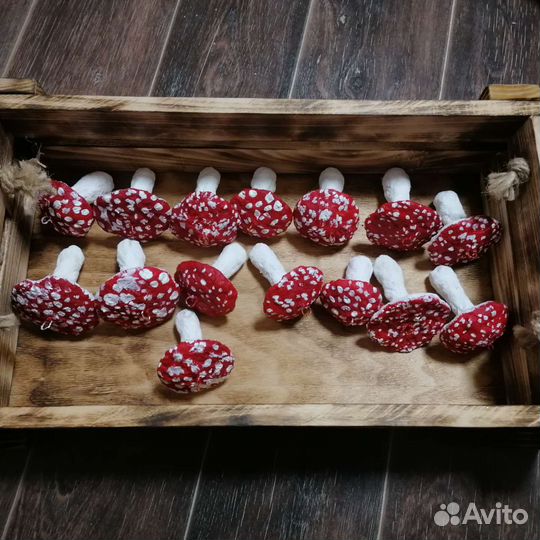 Ватные игрушки мухоморы, поделки, игрушки на ёлку