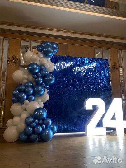 Фотозона из синих паеток