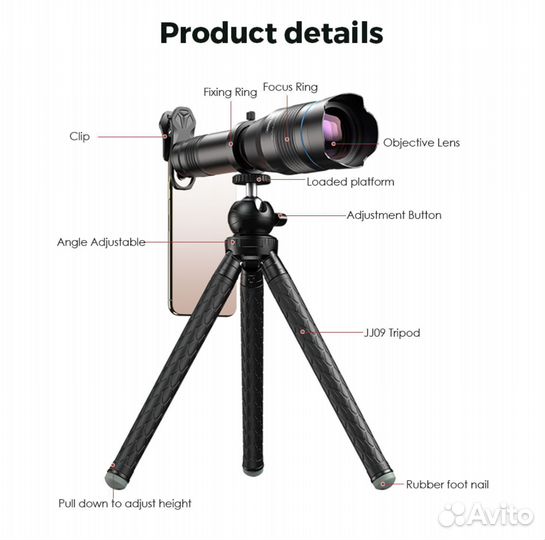 Профессиональный HD телеобъектив 60X к телефону