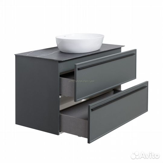 Тумба под раковину подвесная La Fenice Elba twin FNC-01-ELB-G-100-2, серо-зеленая