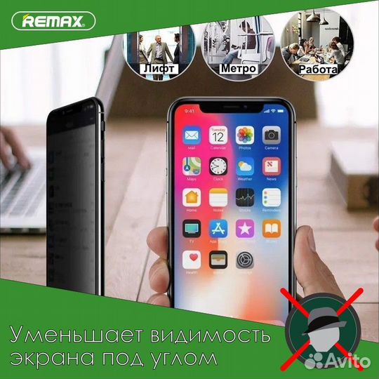 Защитное стекло для iPhone remax GL-27 антишпион