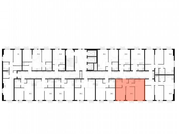 2-к. квартира, 49,3 м², 24/25 эт.