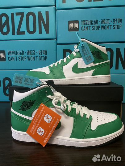 Кроссовки Nike Air Jordan 1 mid Lucky green