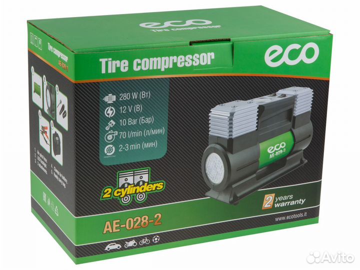 Компрессор автомобильный ECO AE-028-2