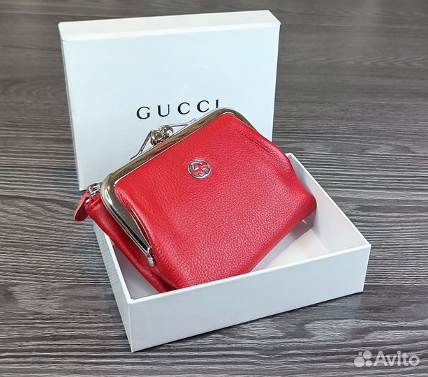 Женский кожаный кошелёк Gucci красный новый