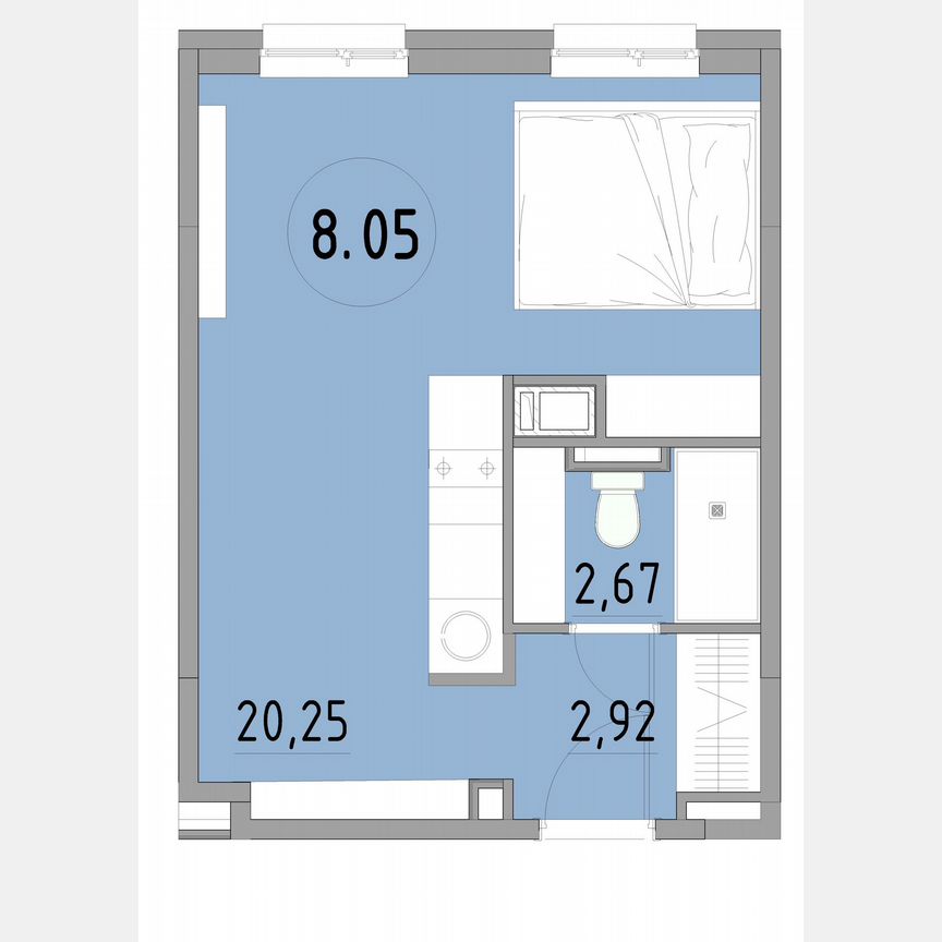 1-к. апартаменты, 27,5 м², 8/13 эт.
