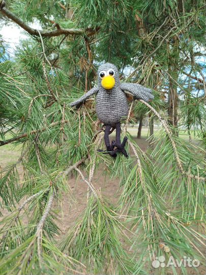 Вязаная ворона, игрушки ручной работы, вязаные